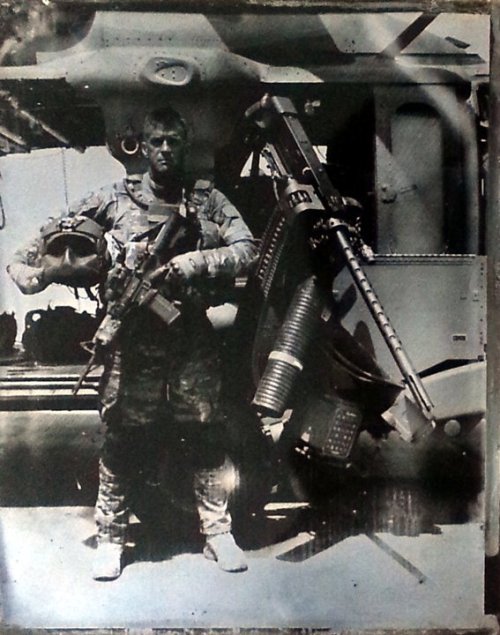 dirty-gunz:  thatonebassistdude:  Collection of Civil War styled pictures (tintype) made by Aerial Gunner Ed Drew. Included in the pictures are PJ’s, Combat Rescue Officers and the crew for their Black Hawk.  Can anyone tell me what muzzle device is