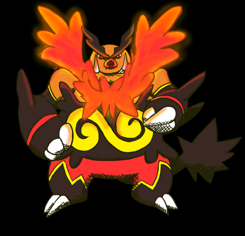 Emboar, Black version. I feel this one really shows off the fire lighting better. Thoughts?