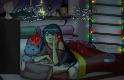 edorazzi:bridgette and tikki settling down for a post-patrol evening of sugary snacks and quality cartoons (´▽｀)