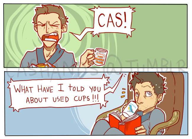 cashands:  Life in the bunker~ …Oh Cas, don’t start on that habbit~ 
