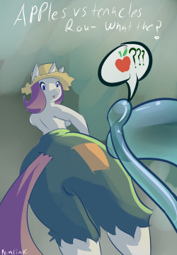 poor tentacles, you&rsquo;re so use to doing your usual act on Applejack in these challenges. can&rsquo;t blame it for being a little confused when it&rsquo;s someone else, whose pretending to be something they are not.  Not sure if there will be a follow