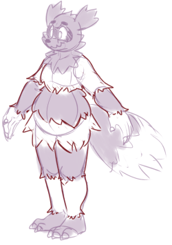   working on character design for a friend. there is like, no examples of a good anthro zigzagoon  
