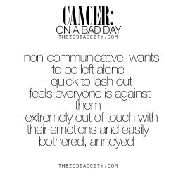 zodiaccity:  Zodiac Cancer on a bad day. For much more on the zodiac signs, click here.