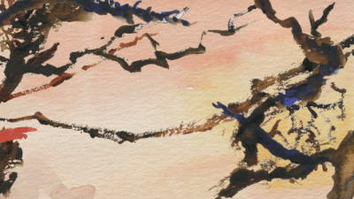 willkimart:  Naked Branches, Loss, & the Beginning - by Will KimTraditionally animated with watercolor on paper and digitally composited in Adobe After Effects Watercolor Animation GIF 3 Painting Frames Example © Will Kim “Naked Branches” 