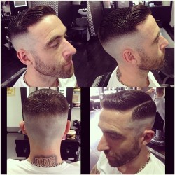 samsbarbers:  Look the part. With a two-tone side-part. Haircut by Bianca of Sam’s Barbers. 👍💈To book in with Bianca or any other barbers, just click the link: https://samsbarbers.resurva.com/book #twotone #tattoo #goldchain #barbers #dublin #menshaircut