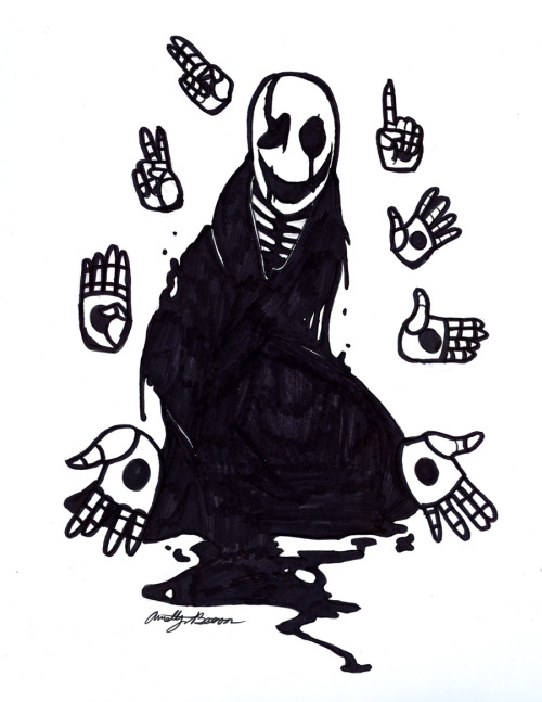 Sharpie doodle of the mysterious Gaster from Undertale!