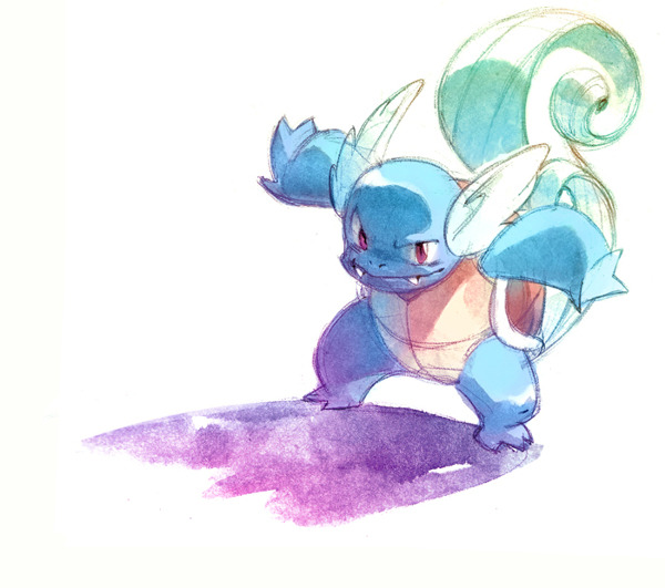 blue-sky-sapphire:  The Original Starters Watercolour Pokémon by Nicholas Kole [behance],