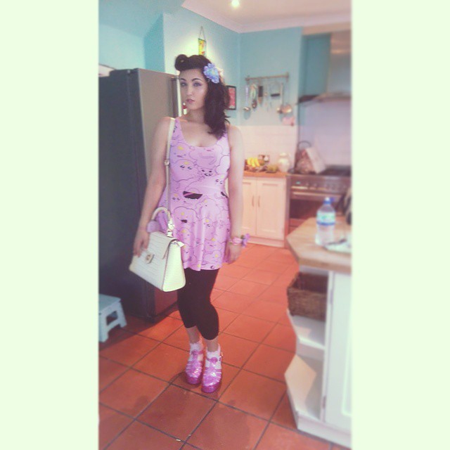 Pinkest day! #me #ootd #pinkoutfit #pink #outfit #jellies #jellyshoes #rockabillyhair