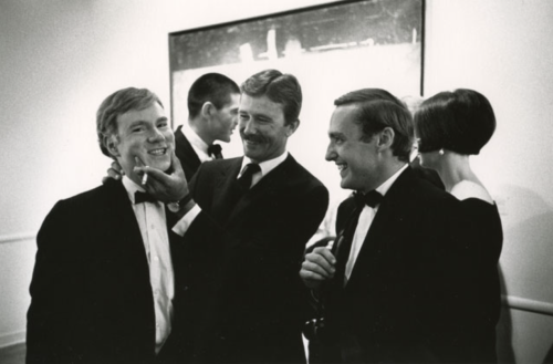 Julian Wasser     Painter Andy Warhol, Gallery Manager Irving Blum, Painter Billy Al Bengston and ac