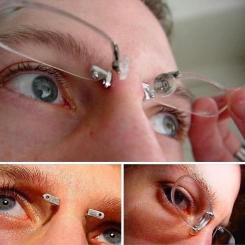 scifiseries:Frameless glasses via piercing.