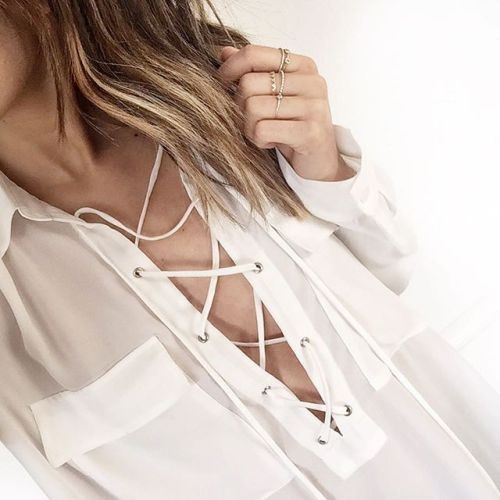 shefashionista:  white lace up blouse  adult photos