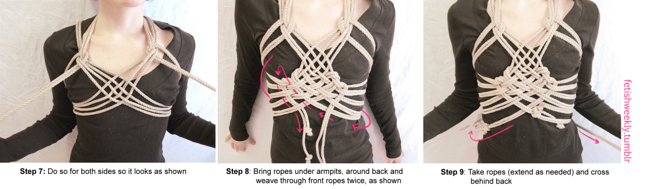 fetishweekly:  fetishweekly:  Shibari Tutorial: Weave Harness ♥ Always practice