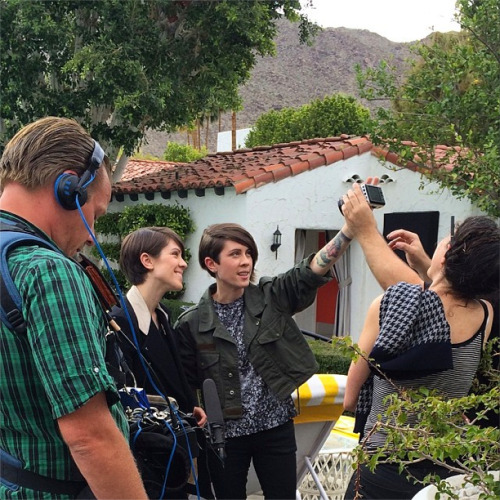 Tegan and Sara filming for Rosie O’Donnell’s It Got Better series.From the It Got Better Facebook pa