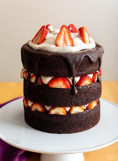 tinykitchenvegan:Vegan Chocolate Layer Cake with Mousse