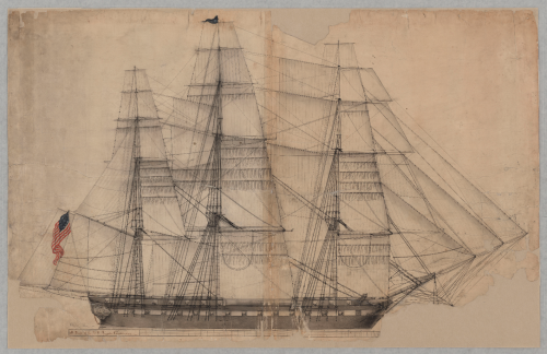 ltwilliammowett: Sail Plans of  US Ship Congress, a Ship of the line, US Ship General Pike, US Sch