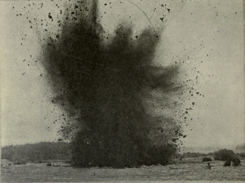 “A mine exploding on the Wytschaete Ridge. Official photograph.” The Times history of the war. v.15.