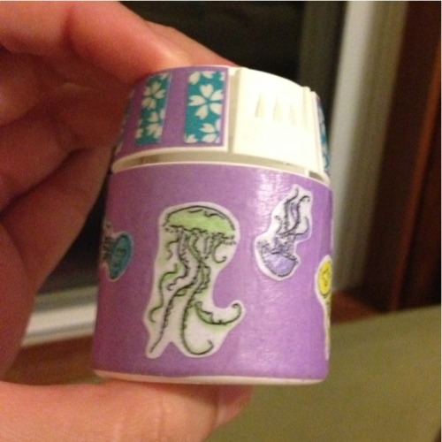 littlemissmutant: [Images show a pill bottle that has been decorated with origami paper and pictures