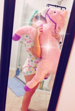 pinkibinki:  Giddy and I feat. My new onesie from @onesiesdownunder with @binkieprincess 👑🎀Magical Princess🎀👑 