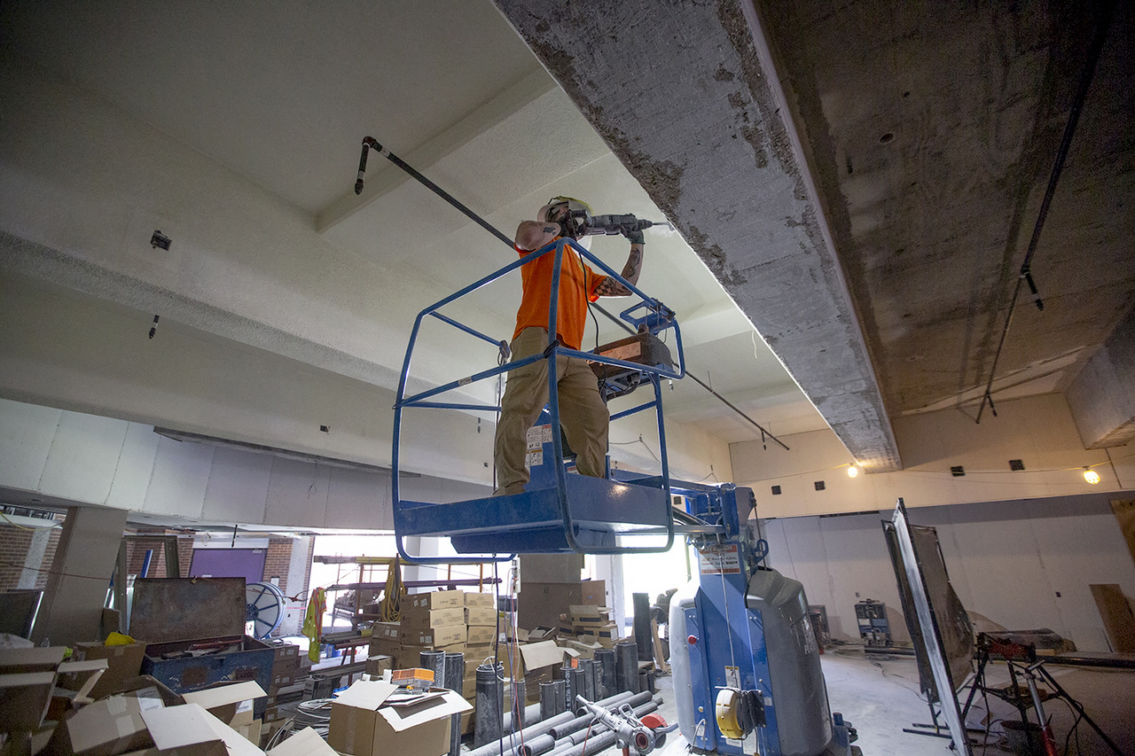 Image for <p>Interior renovation work continues at the Knox College Umbeck Science Mathematics Center on July 3, 2019.</p>