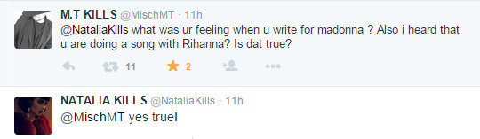 nataliakillscz:  Some of the questions and answers from yesterday’s chat with Kills