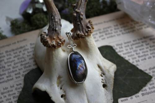 90377:All these beautiful wire wrapped labradorite and amethyst pendants are now available at my Ets