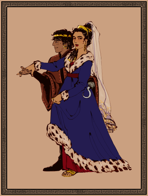 croclock: Gen + Irene in a burgundian gown