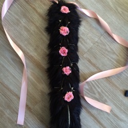 littleqsoddities: LittleQsOddities Giveaway!   Hi everyone! I’m back for a long over due give away! This giveaway will include a 20inch black tail with a silver chain shibari wrapped around the tail with roses and studs. This tail took several hours