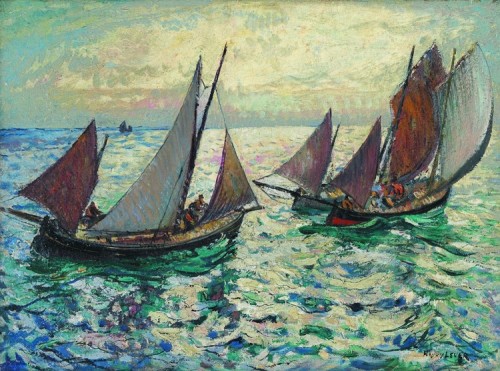 wonderingaboutitall:Mackerel Fishing Boats - Richard Hayley Lever