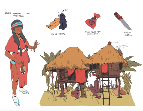 fevertrick:  tribal girl and smol sort of environment, based on a filipinx tribe but fluffed up with