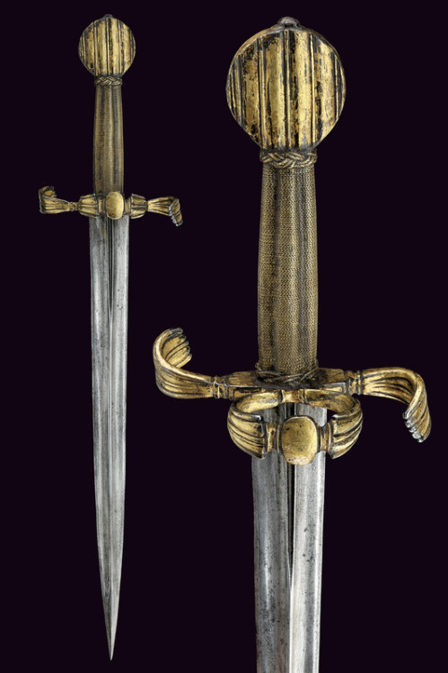 art-of-swords: Rare gilded Left-hand Dagger Dated: third quarter of the 16th century Culture: Italia