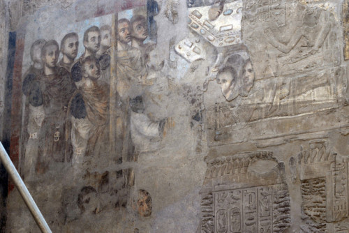 Part of the temple plant had been used by early Coptic Christians as church, painting from this time
