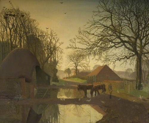 Allan Gwynne-Jones (1892 - 1982) - Spring Evening, Froxfield. 1922. Oil on canvas.