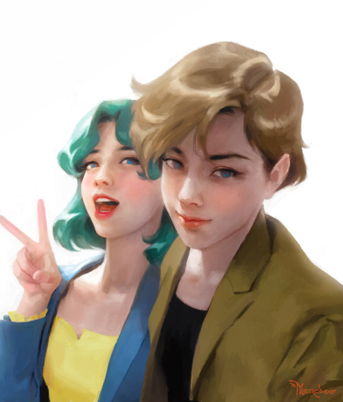 Haruka & MichiruWas listening to One Ok Rock’s “Wherever you are” as I painted this.https://www.