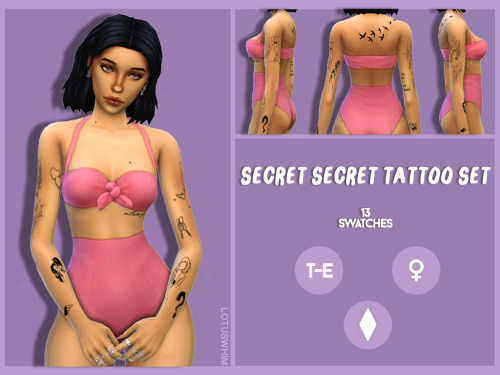 lotuswhim:SECRET SECRET TATTOO SETbase game compatiblefemale1 swatch with the full set and 13 indivi