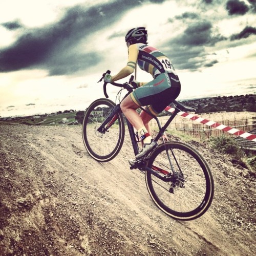 crossgram: Lisa Jacobs exits the Roller Coaster at #FieldsofJoy #CX #cyclocross #cycling #cyclingpho