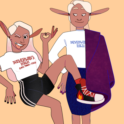 lesbian-taako: froqqy: Teens!  [image ID: First is a drawing of Taako and Lup wearing shirts th