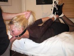 milfsdegraded:The hogtie and ring-gag is a great combination