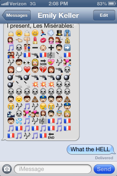 leahblaine:
“  Les Miserables via emoji
”