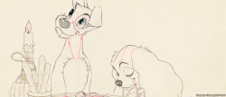 mickeyandcompany:  Pencil test animation for Lady and the Tramp (1955)