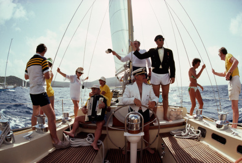 Americans sail on a 71 foot yacht off of Antigua, November 1978.Photograph by Jodi Cobb, National Ge