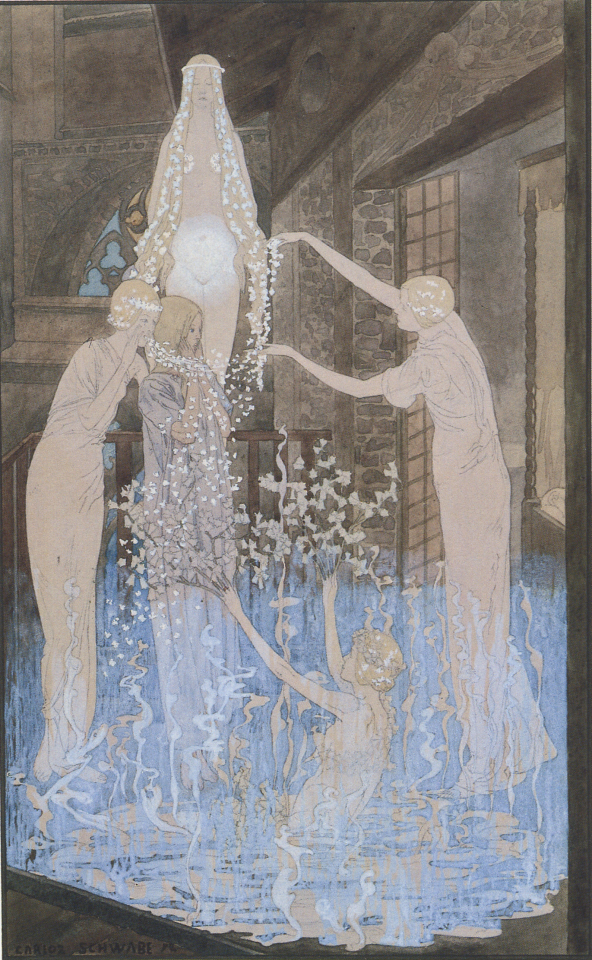 animus-inviolabilis:Le Rêve: Les grandes figures blanches Carlos Schwabe