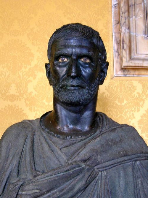 Capitoline BrutusA bronze portrait  thought to depict  Lucius Junius Brutus, the founder of Roman Re