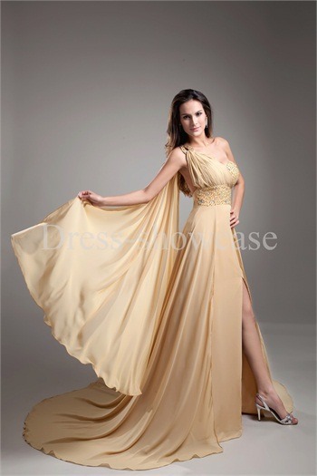 Champagne Graduation Court Train Chiffon Special Occasion Dresses http://www.Dress-ShowCase.com/Champagne-Graduation-Court-Train-Chiffon-Special-Occasion-Dresses-p22593.html