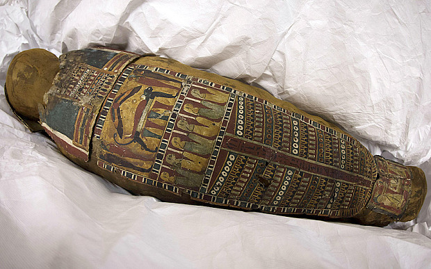 Egyptian mummified child saved from French rubbish dump to go on display for first