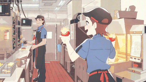 xtremecaffeine:  yaoyorozus: McDonald’s Anime Advertisement #2  I’m so glad the burger lesbians found happiness 