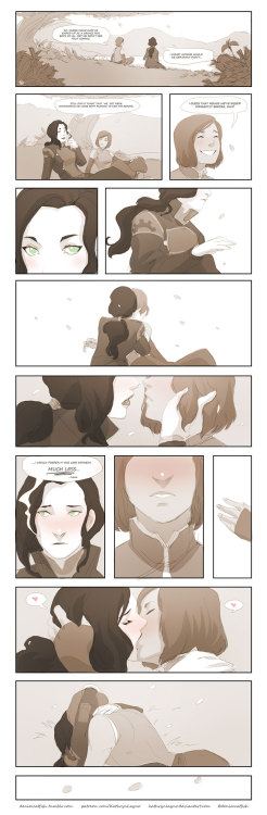 ajckorrasami:denimcatfish:Quick Korrasami comic I made today during my breaks from work. Text is a l