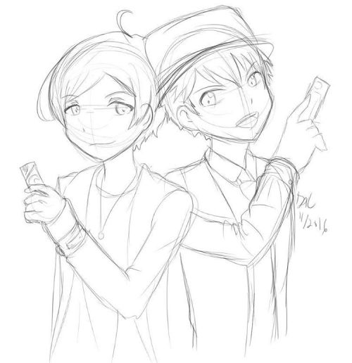 I did a bunch of Ensemble Stars doodles yesterday. Here&rsquo;s Kanata and Chiaki as Kamen Rider
