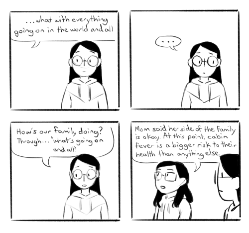 A little comic about a Chinese-Canadian family on Feb 2, 2020, before the virus was declared a pande