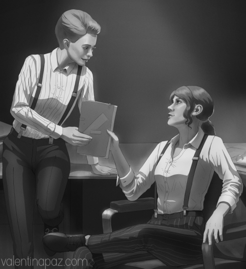 Care to look at our next case, Detective?-Noir AU commission for Ashtree! thank you :D