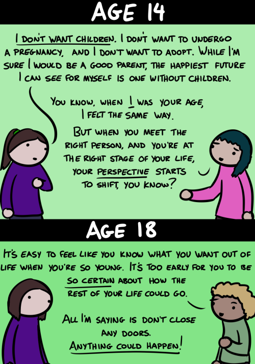 jizzonthewall:  robothugscomic:  New comic! (link) It’s weird how so many people have been more certain than me about my potential family life, even though I’ve held consistent opinions on it for about 2 decades. As I’m getting older, firmly in